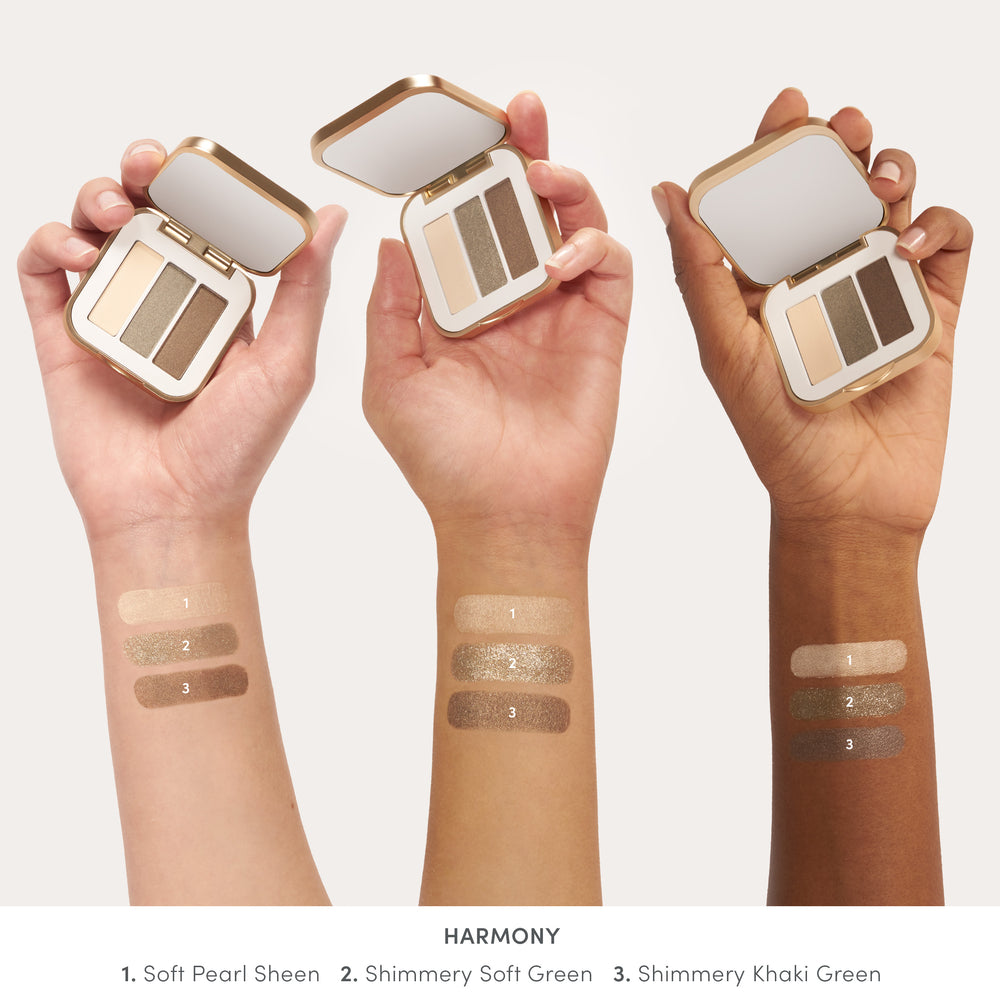 jane iredale PurePressed Eye Shadow Triple Harmony arm swatches