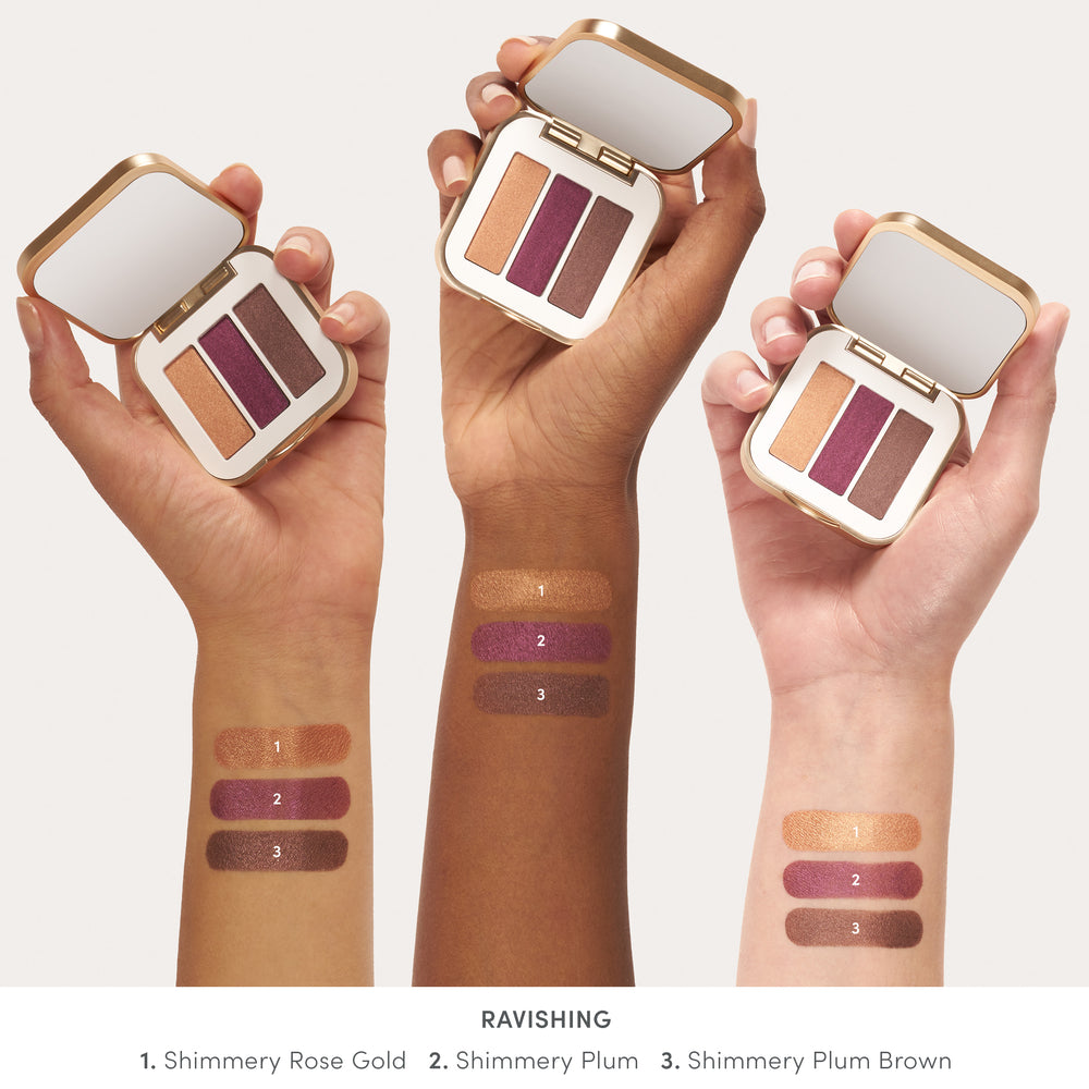 jane iredale PurePressed Eye Shadow Triple Ravishing swatches på armer