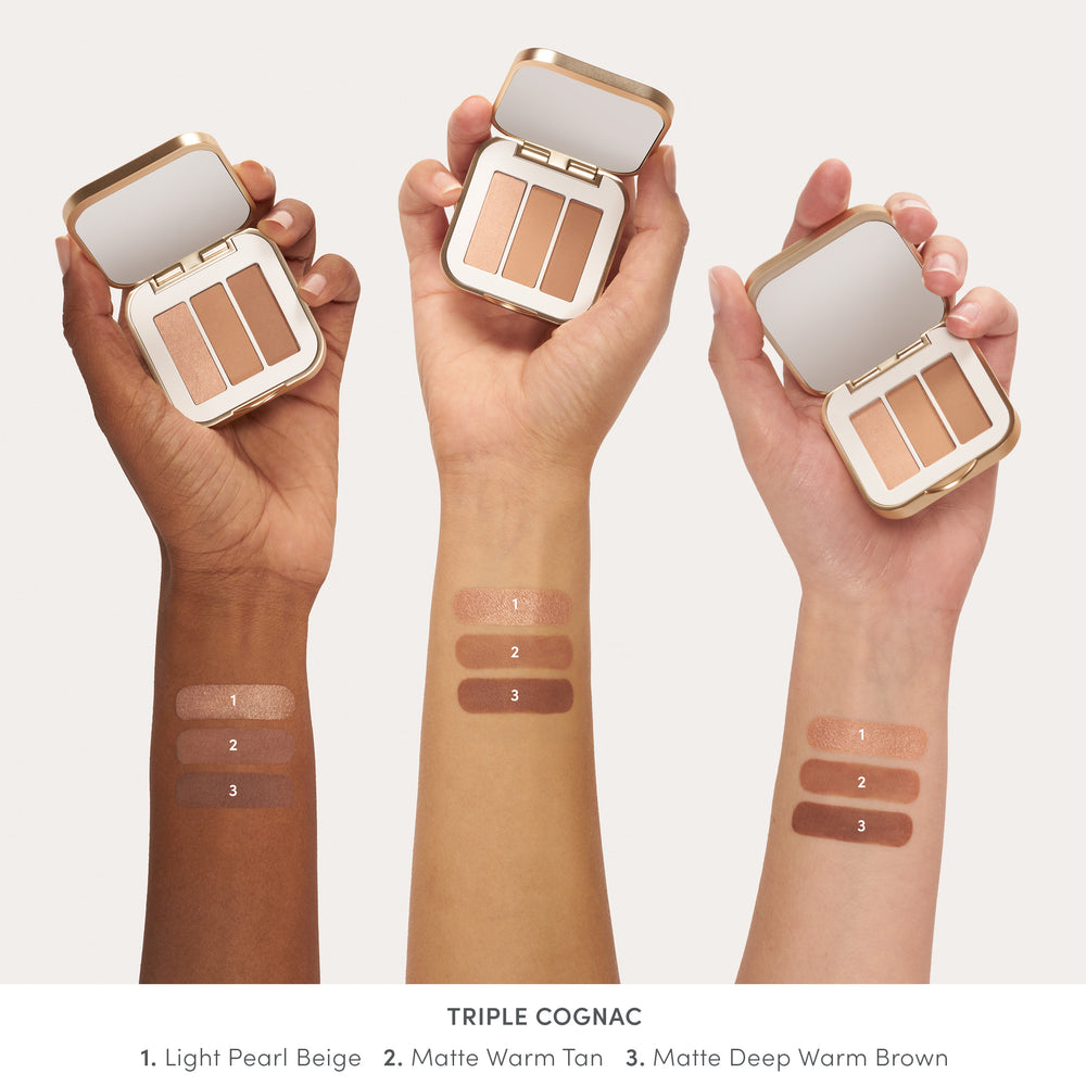 jane iredale PurePressed Eye Shadow Triple Triple Cognac swatches på armer