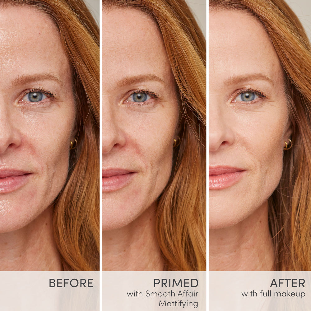 jane iredale Smooth Affair Mattifying Primer  - før etter lys hud